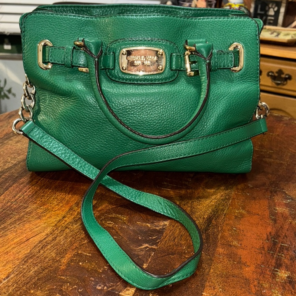 MICHAEL Michael Kors Green Leather  Hamilton Satchel